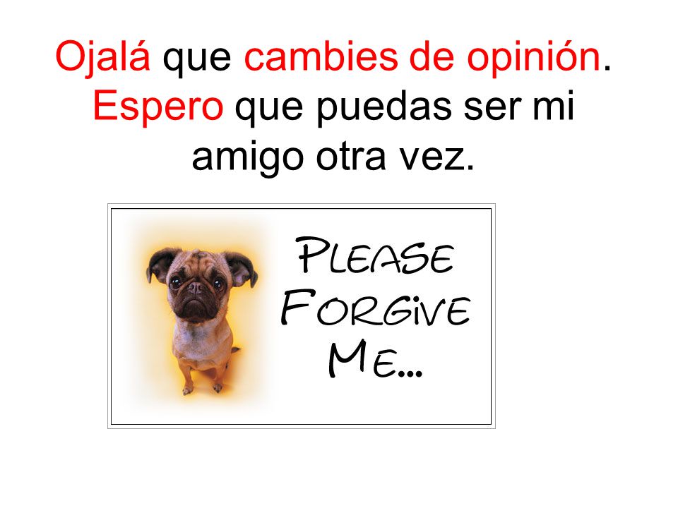 Ojalá que cambies de opinión. Espero que puedas ser mi amigo otra vez.