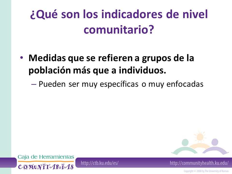 ¿Qué son los indicadores de nivel comunitario