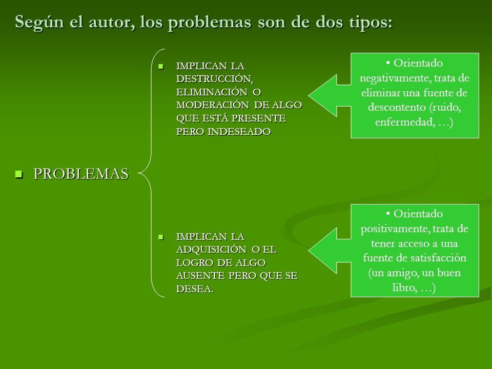 Según el autor, los problemas son de dos tipos: