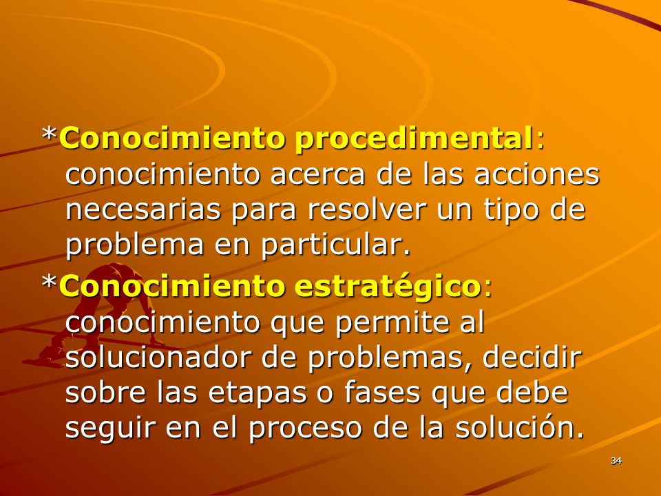 *Conocimiento procedimental: conocimiento acerca de las acciones necesarias para resolver un tipo de problema en particular.