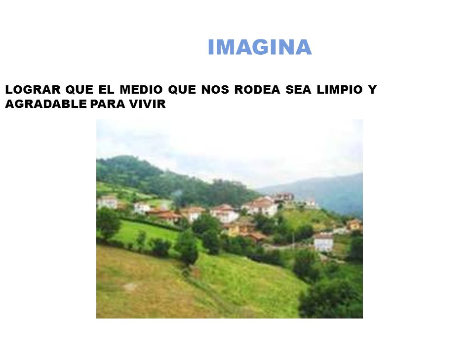 IMAGINA LOGRAR QUE EL MEDIO QUE NOS RODEA SEA LIMPIO Y AGRADABLE PARA VIVIR