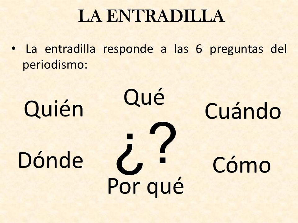 ¿ Qué Quién Cuándo Dónde Cómo Por qué LA ENTRADILLA