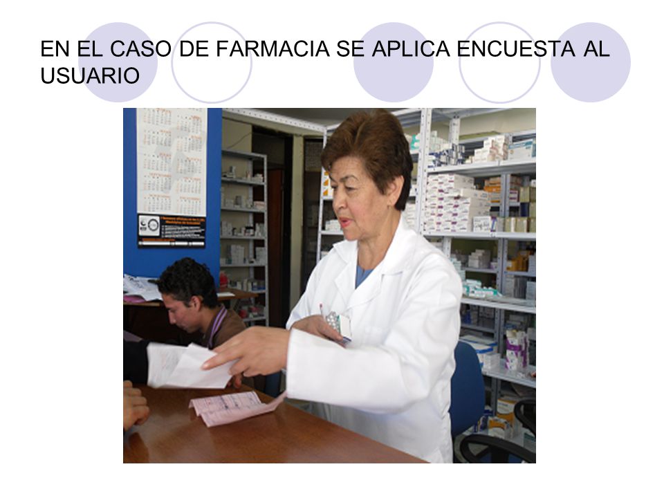 EN EL CASO DE FARMACIA SE APLICA ENCUESTA AL USUARIO