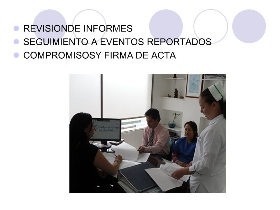 REVISIONDE INFORMES SEGUIMIENTO A EVENTOS REPORTADOS COMPROMISOSY FIRMA DE ACTA