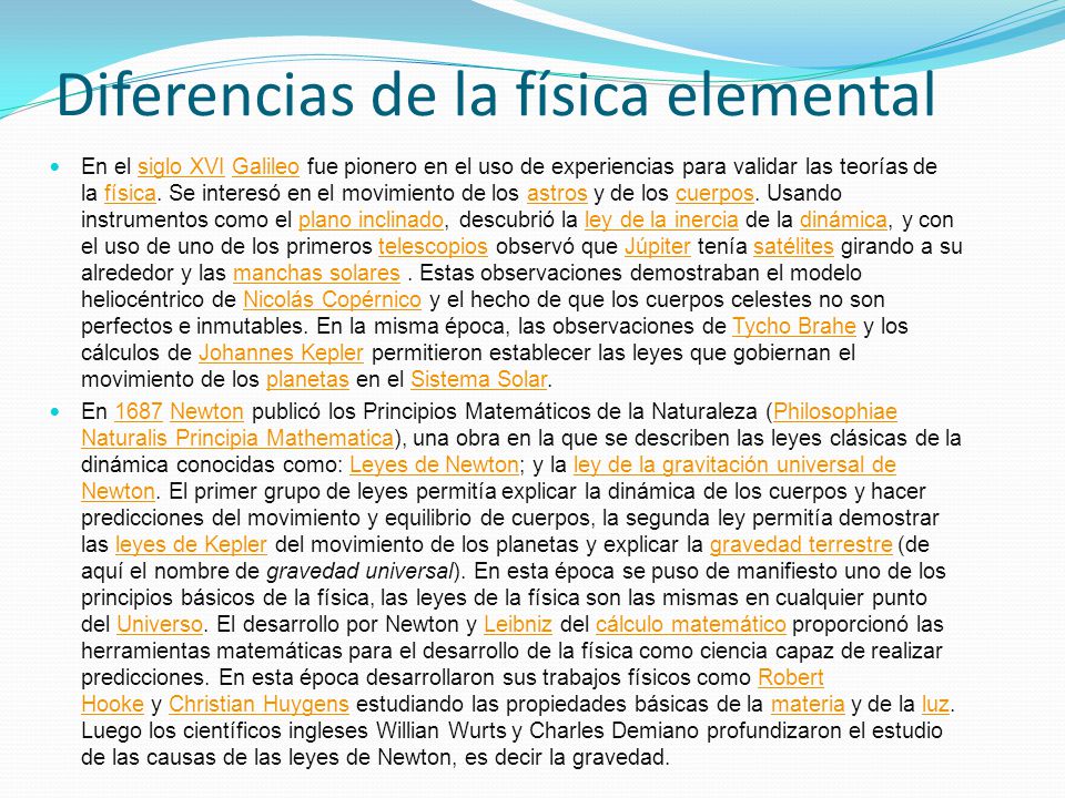 Diferencias de la física elemental