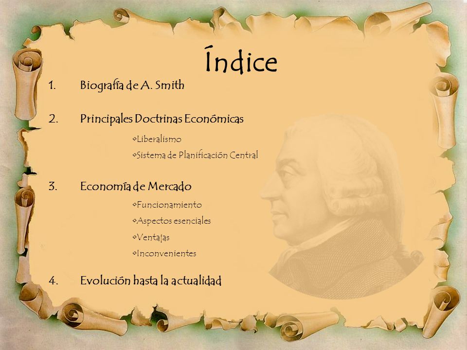Índice Biografía de A. Smith Principales Doctrinas Económicas