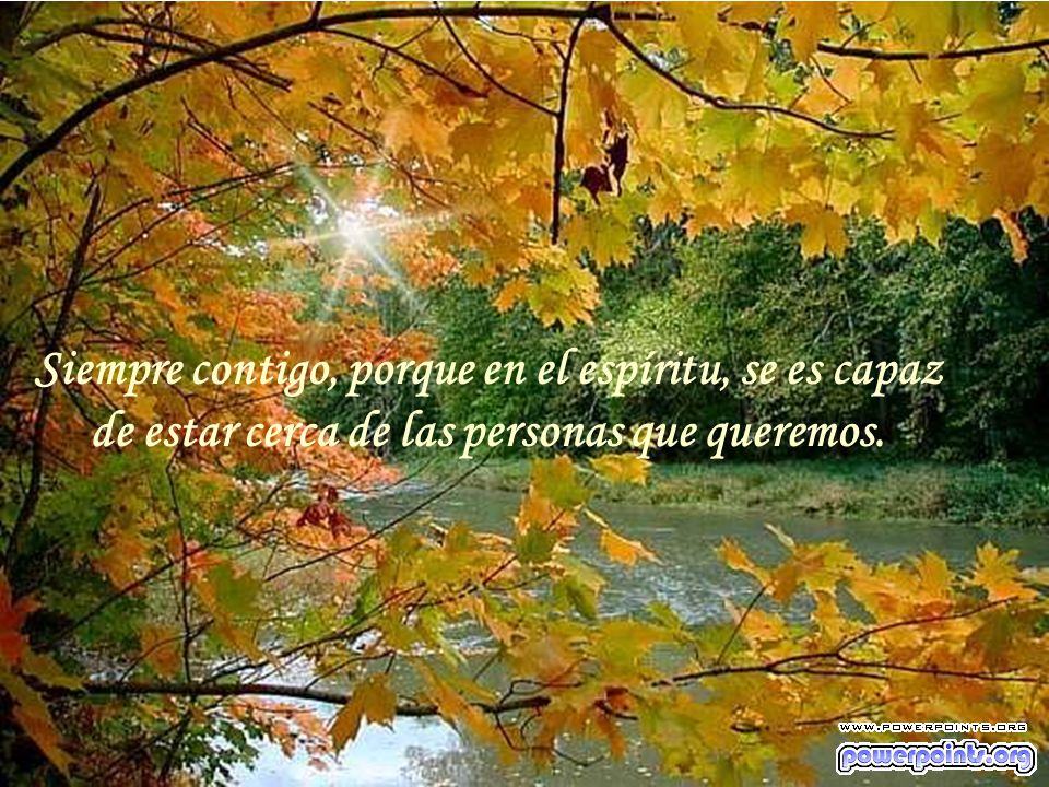 Siempre contigo, porque en el espíritu, se es capaz de estar cerca de las personas que queremos.