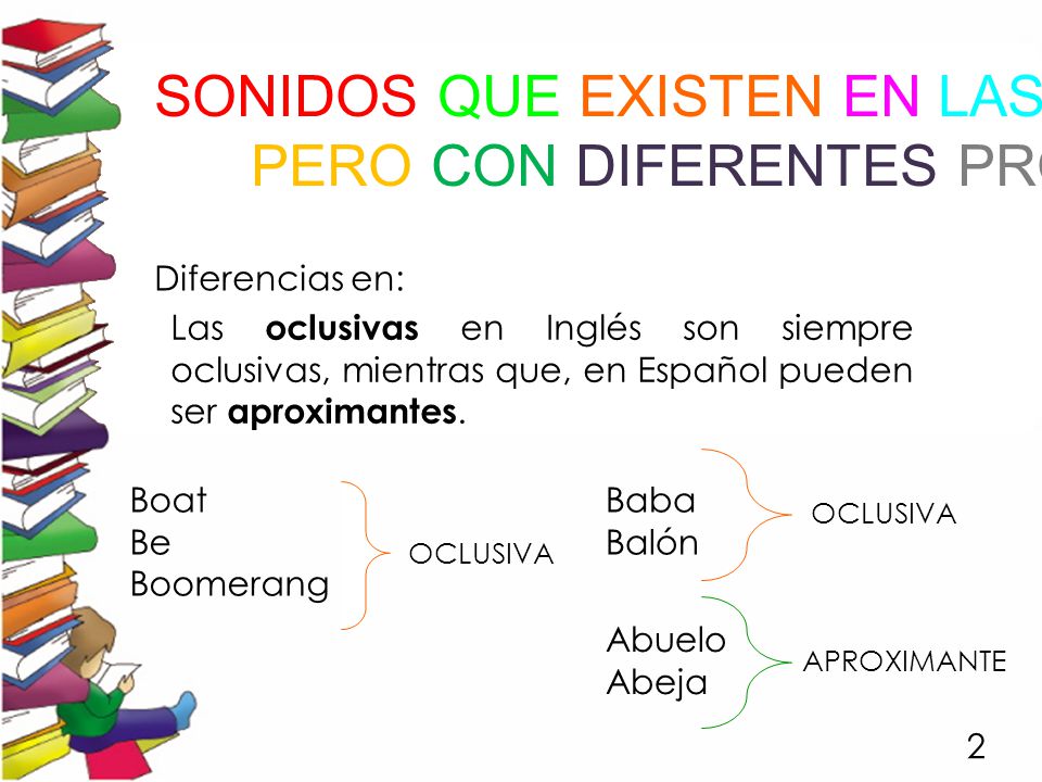 SONIDOS QUE EXISTEN EN LAS DOS LENGUAS PERO CON DIFERENTES PROPIEDADES