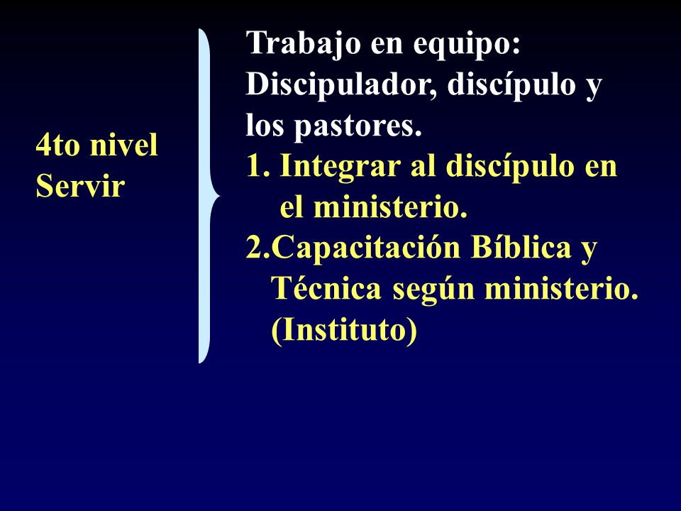 Trabajo en equipo: Discipulador, discípulo y. los pastores. 1. Integrar al discípulo en. el ministerio.