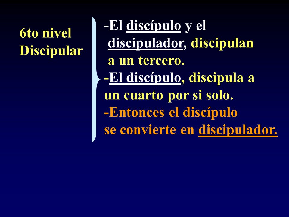 -El discípulo y el discipulador, discipulan. a un tercero. -El discípulo, discipula a. un cuarto por si solo.