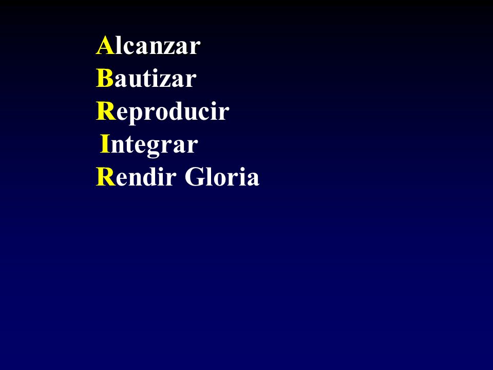 Alcanzar A B R I Bautizar Reproducir Integrar Rendir Gloria