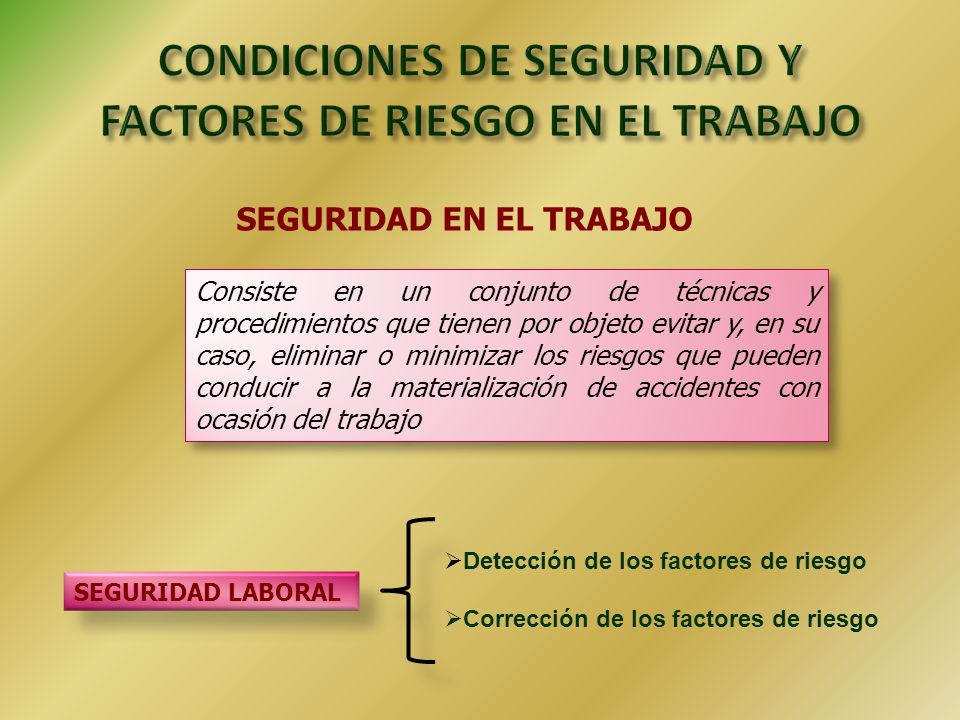 CONDICIONES DE SEGURIDAD Y FACTORES DE RIESGO EN EL TRABAJO