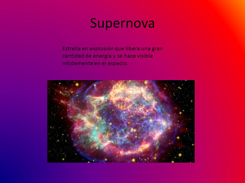 Supernova Estrella en explosión que libera una gran cantidad de energía y se hace visible nítidamente en el espacio.