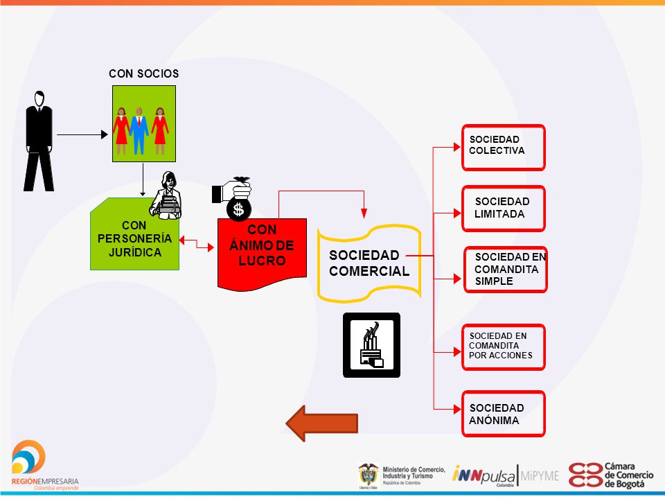 CON ÁNIMO DE LUCRO SOCIEDAD COMERCIAL CON SOCIOS CON PERSONERÍA