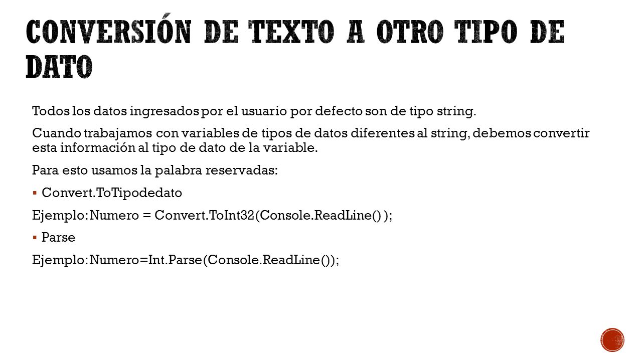 Conversión de texto a otro tipo de dato