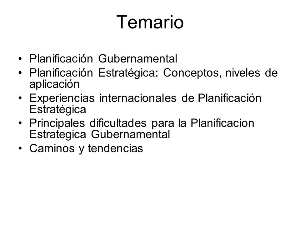 Temario Planificación Gubernamental
