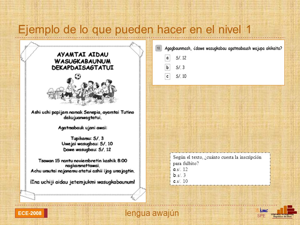 Ejemplo de lo que pueden hacer en el nivel 1