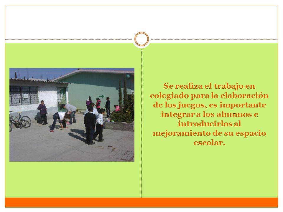 Se realiza el trabajo en colegiado para la elaboración de los juegos, es importante integrar a los alumnos e introducirlos al mejoramiento de su espacio escolar.