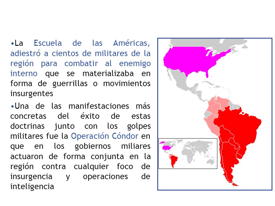 La Escuela de las Américas, adiestró a cientos de militares de la región para combatir al enemigo interno que se materializaba en forma de guerrillas o movimientos insurgentes
