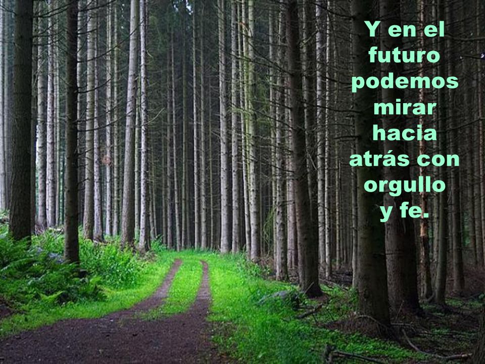 Y en el futuro podemos mirar hacia atrás con orgullo y fe.