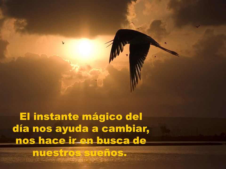 El instante mágico del día nos ayuda a cambiar, nos hace ir en busca de nuestros sueños.
