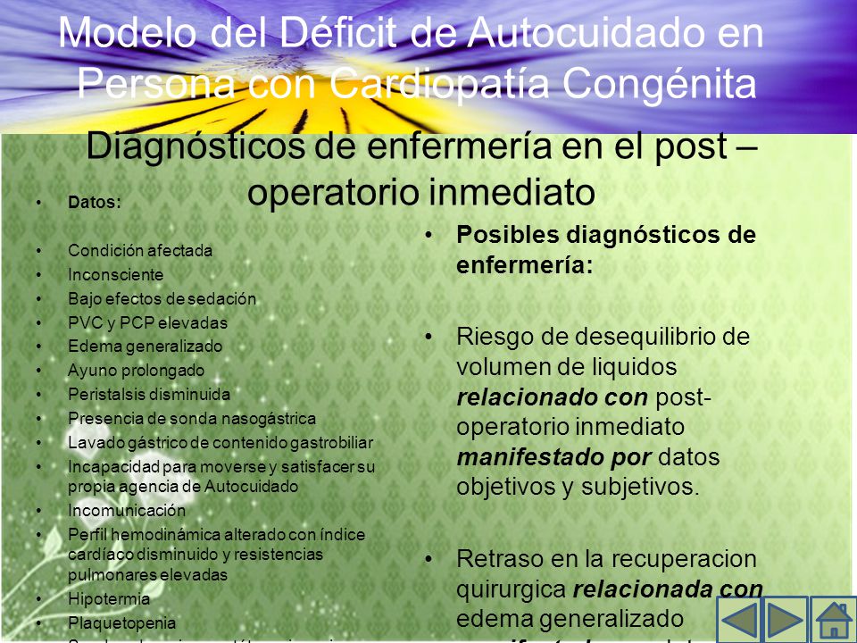 Diagnósticos de enfermería en el post – operatorio inmediato