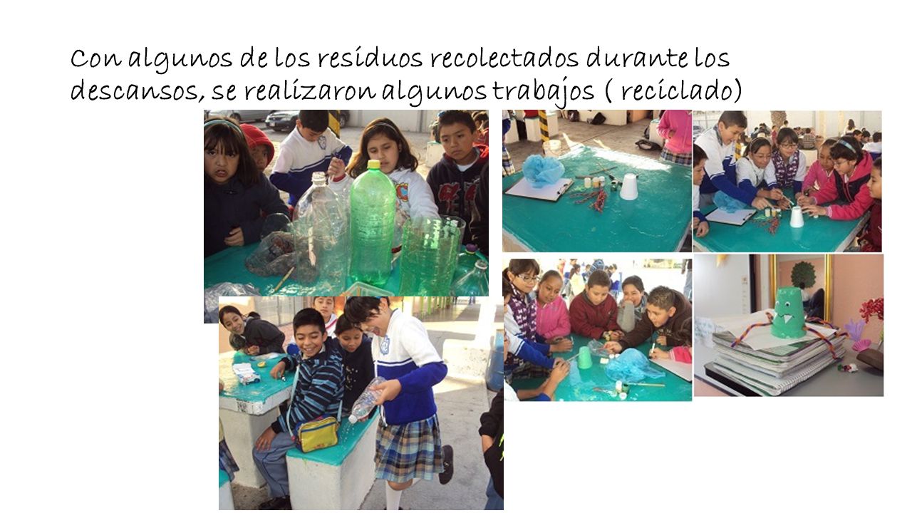 Con algunos de los residuos recolectados durante los descansos, se realizaron algunos trabajos ( reciclado)