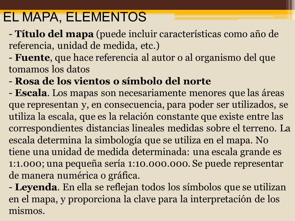 EL MAPA, ELEMENTOS - Título del mapa (puede incluir características como año de referencia, unidad de medida, etc.)