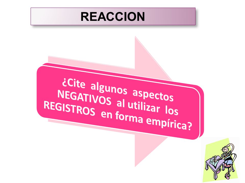 REACCION ¿Cite algunos aspectos NEGATIVOS al utilizar los REGISTROS en forma empírica