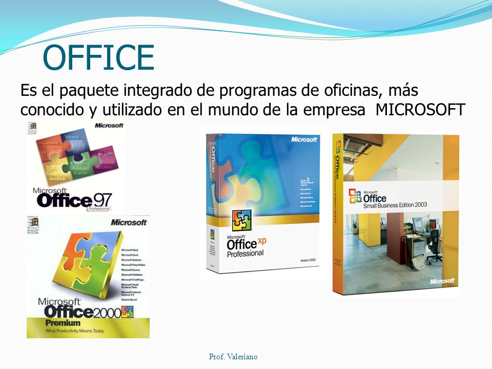 OFFICE Es el paquete integrado de programas de oficinas, más conocido y utilizado en el mundo de la empresa MICROSOFT.