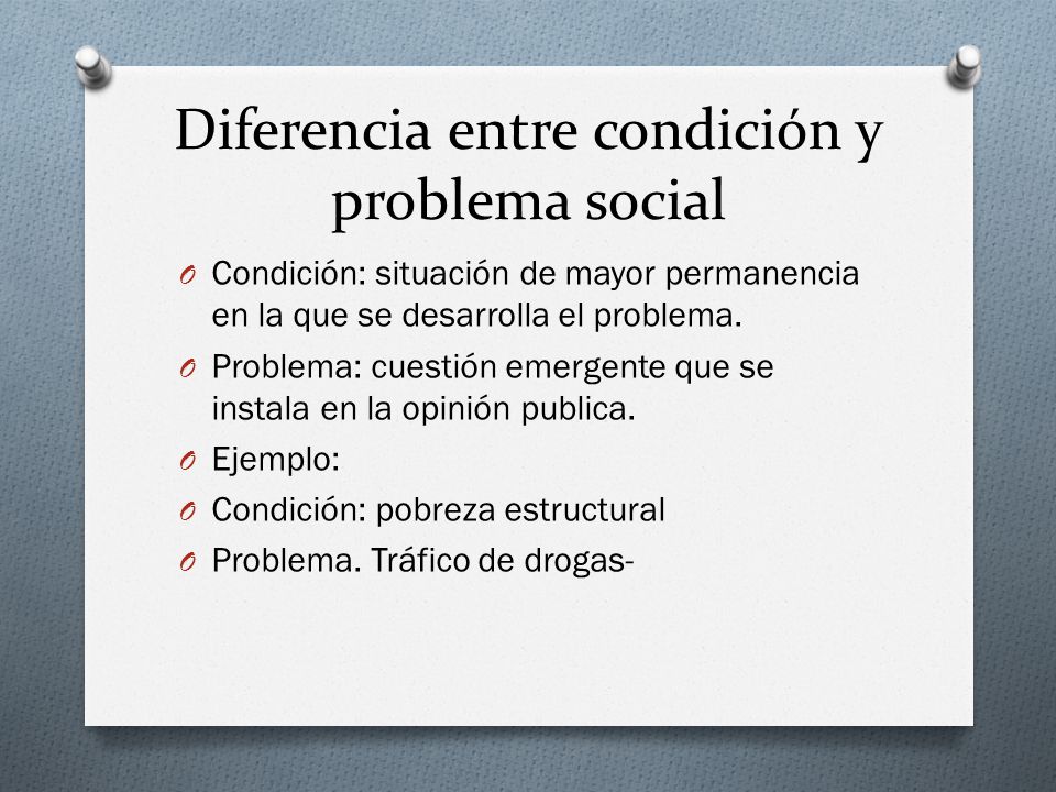 Diferencia entre condición y problema social