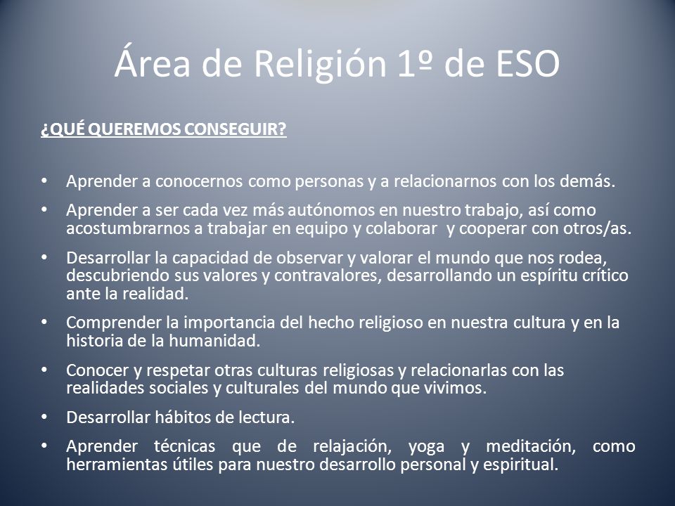 Área de Religión 1º de ESO