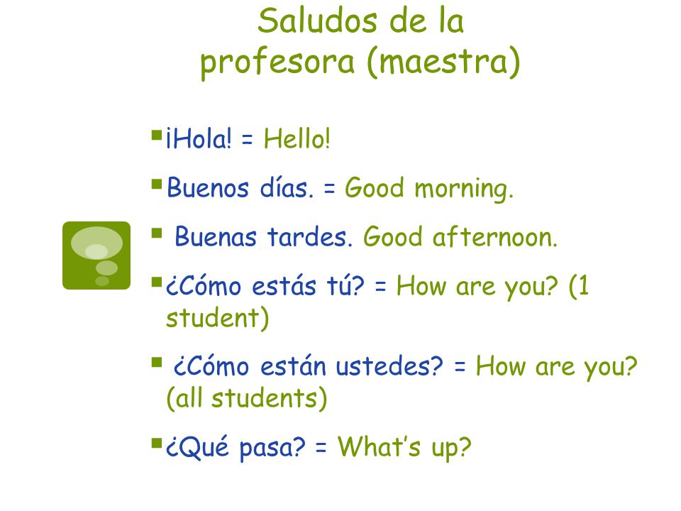 Saludos de la profesora (maestra)