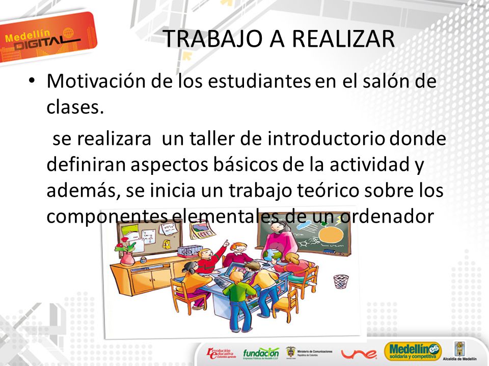 TRABAJO A REALIZAR Motivación de los estudiantes en el salón de clases.