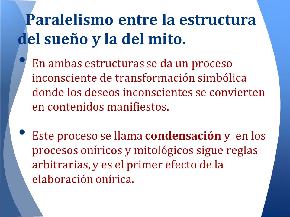 Paralelismo entre la estructura del sueño y la del mito.