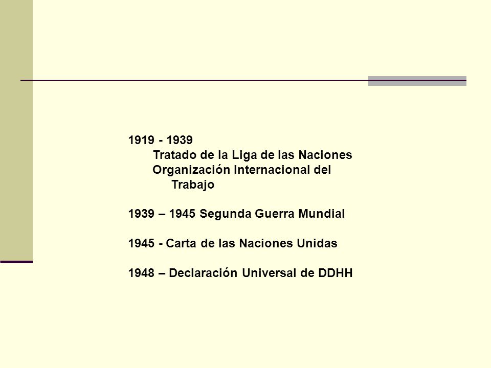 Tratado de la Liga de las Naciones. Organización Internacional del Trabajo – 1945 Segunda Guerra Mundial.