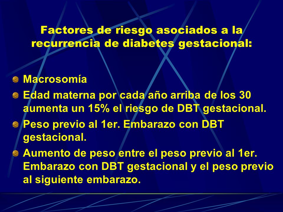 Factores de riesgo asociados a la recurrencia de diabetes gestacional: