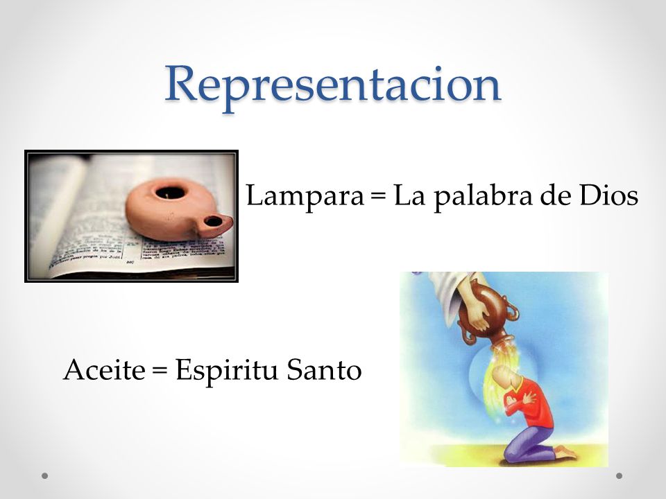 Representacion Lampara = La palabra de Dios Aceite = Espiritu Santo