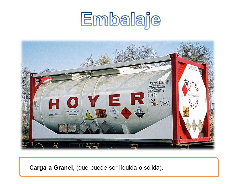 Embalaje Carga a Granel, (que puede ser líquida o sólida).