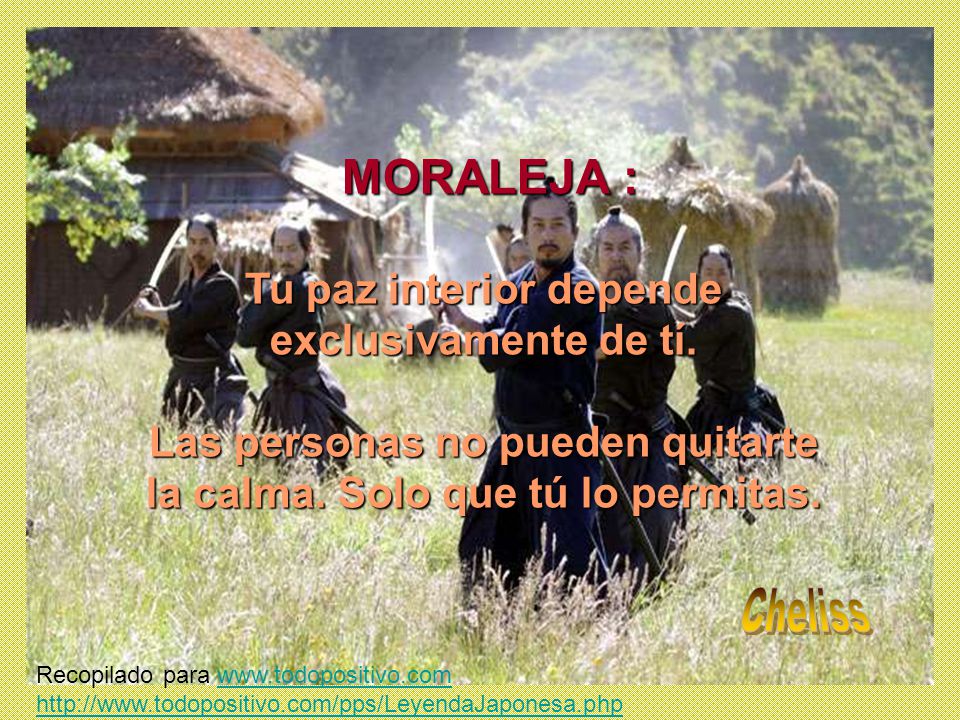 MORALEJA : Tu paz interior depende exclusivamente de tí