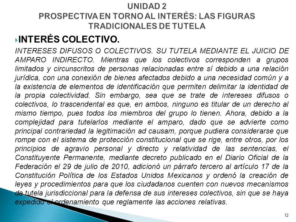 UNIDAD 2 PROSPECTIVA EN TORNO AL INTERÉS: LAS FIGURAS TRADICIONALES DE TUTELA