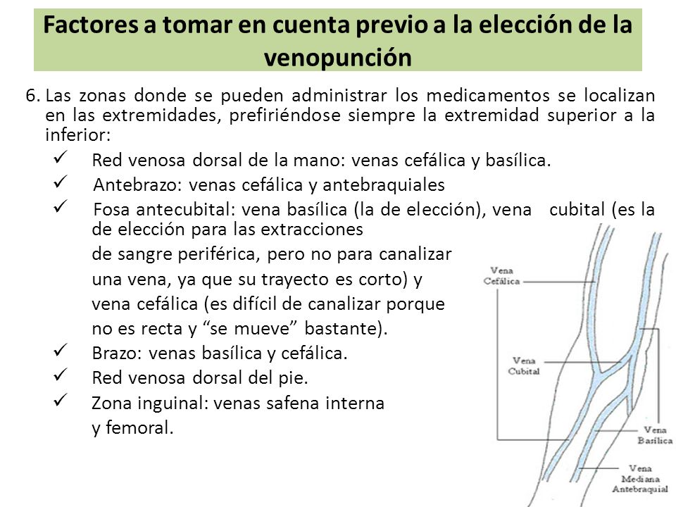 Factores a tomar en cuenta previo a la elección de la venopunción