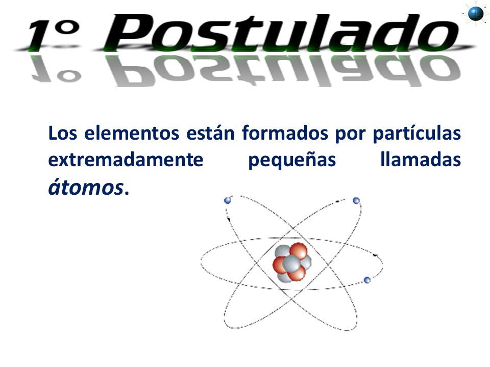 Los elementos están formados por partículas extremadamente pequeñas llamadas átomos.