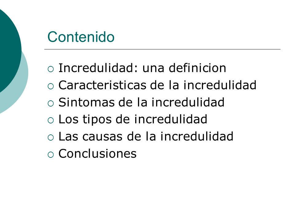 Contenido Incredulidad: una definicion