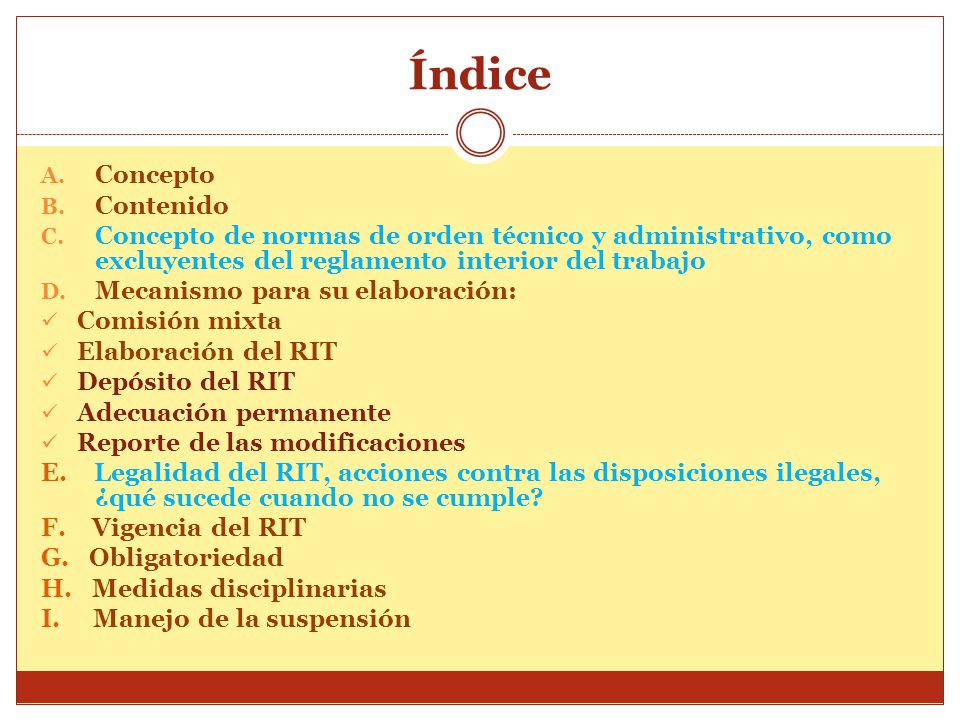 Índice Concepto Contenido