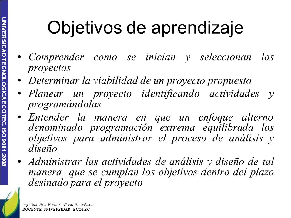 Objetivos de aprendizaje