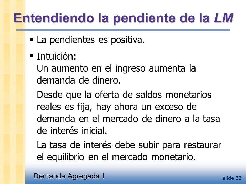 Como M cambia la LM L (r , Y1 ) r r LM2 Y1 LM1 r2 r2 r1 r1 M/P Y