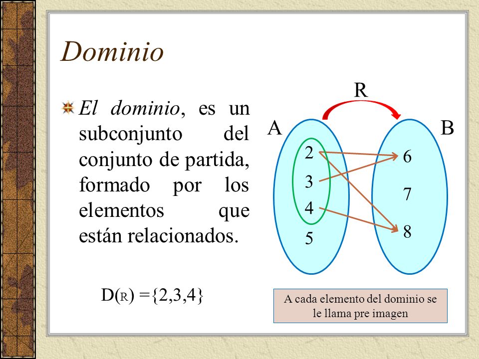 A cada elemento del dominio se le llama pre imagen