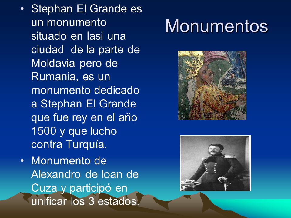 Stephan El Grande es un monumento situado en Iasi una ciudad de la parte de Moldavia pero de Rumania, es un monumento dedicado a Stephan El Grande que fue rey en el año 1500 y que lucho contra Turquía.