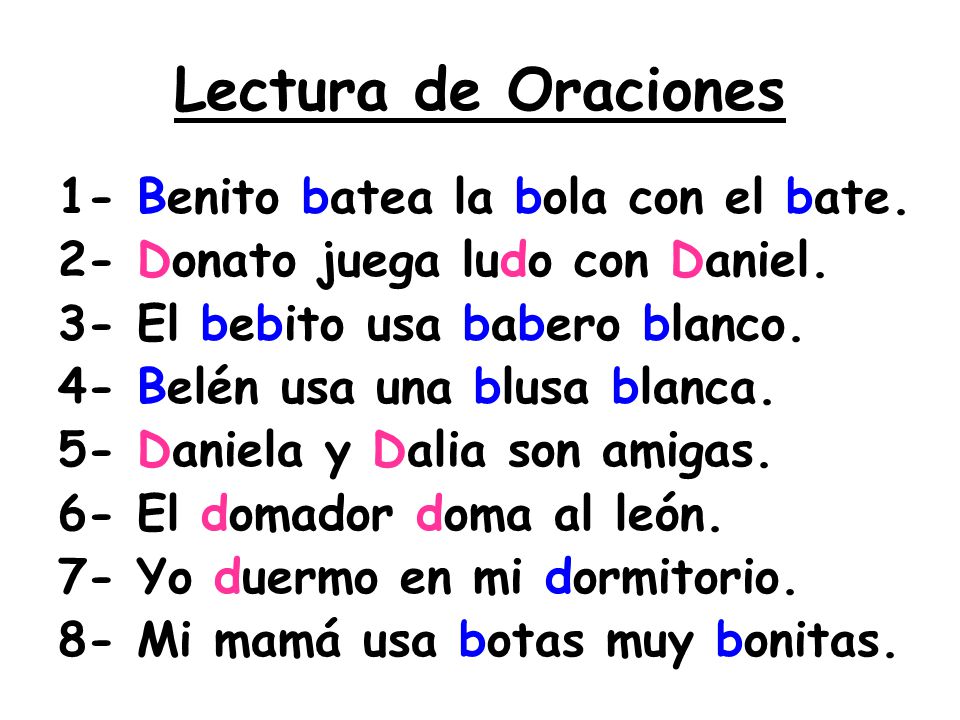 Lectura de Oraciones 1- Benito batea la bola con el bate.